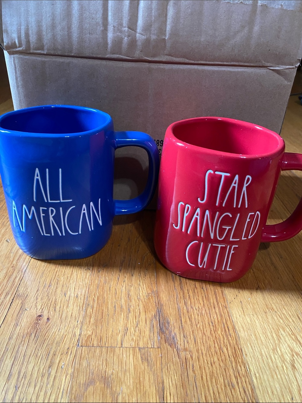 Rae Dunn Red & Blue "Star Spangled Cutie" and "All American" Mugs